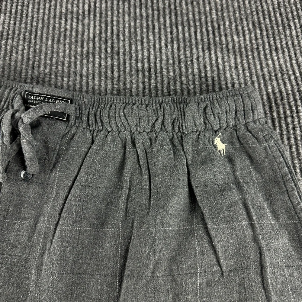 Polo Ralph Lauren Men XL Gray Windowpane Plaid Flannel Pajama Pants Lounge Sleep